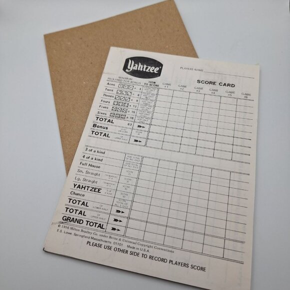 MB Yahtzee Score Pad Sheets 1975 Board Game Replacement Piece Vintage Rules - Picture 6 of 8